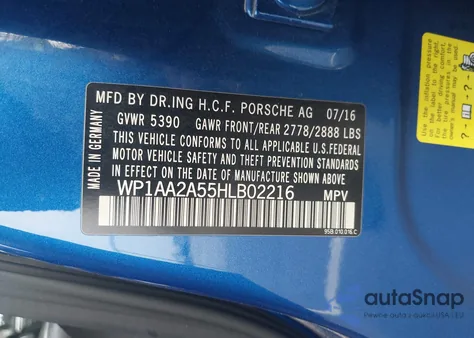 2017 Porsche Macan from USA, damaged, VIN WP1AA2A55HLB02216